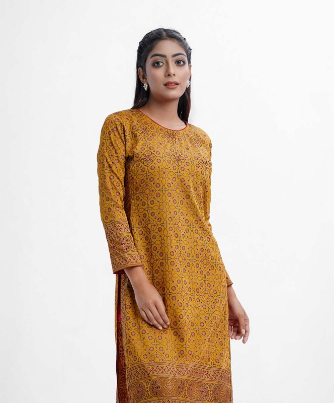 Brown Crepe Straight Kameez