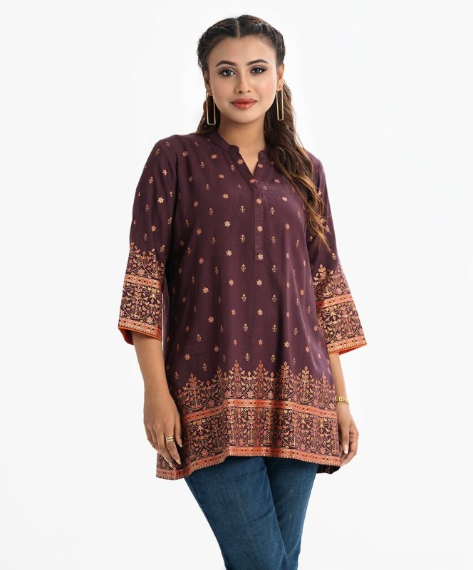 Dark Brown Viscose A-line Tunic