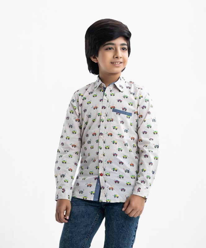 Gray Cotton Long Sleeves Shirt