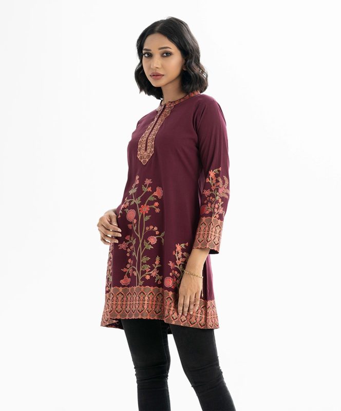 Maroon Viscose A-Line Tunic
