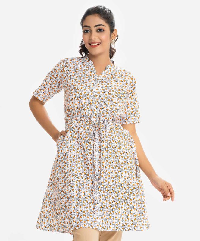 White Cotton A-line Tunic